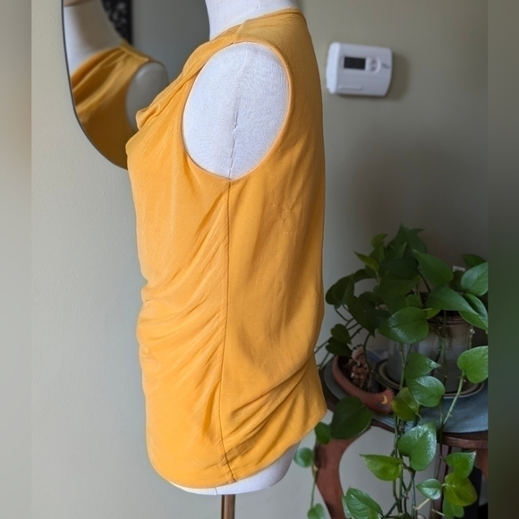 Worthington Women's Size Small Mustard Yellow Swoop Neck Sleeveless Blouse - Picture 4 of 9